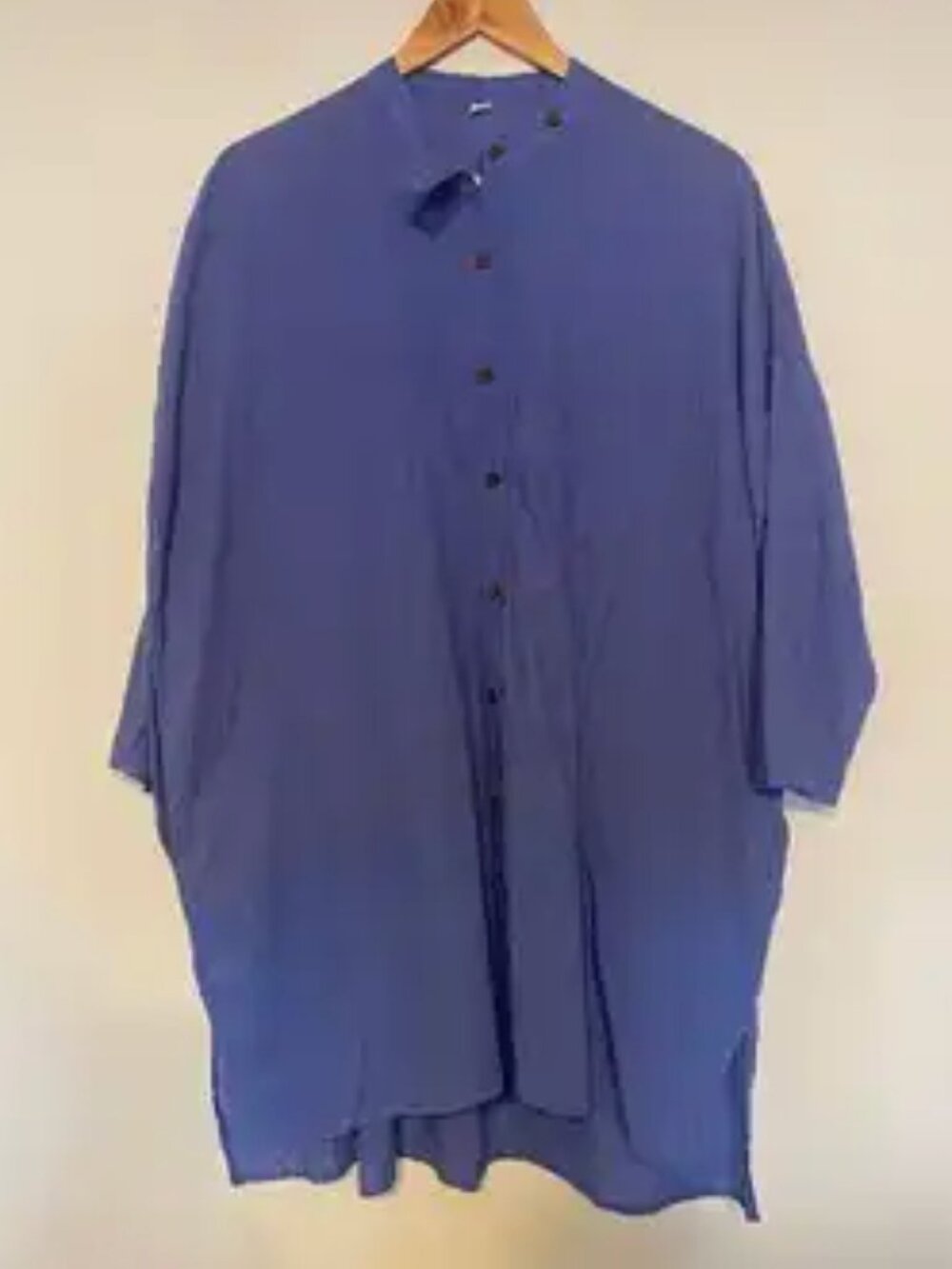 Runaway Bicycle blue grid gingham tunic/ shirtdress, size small, cotton, blue